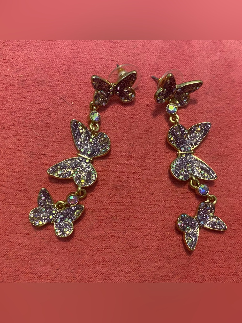 Betsey Johnson Purple Butterfly Earrings